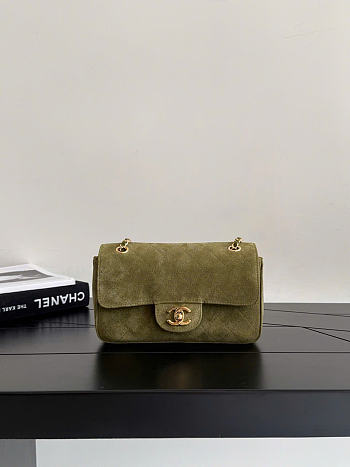 Kitlife Chanel Maxi Mini Flap Bag Light Green Suede AS6573 13x20x6cm