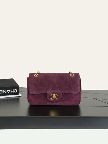 Kitlife Chanel Maxi Mini Flap Bag Burgundy Suede AS6573 13x20x6cm 