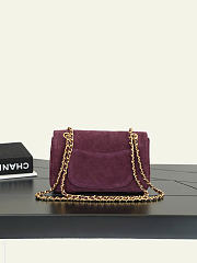 Kitlife Chanel Maxi Mini Flap Bag Burgundy Suede AS6573 13x20x6cm  - 6
