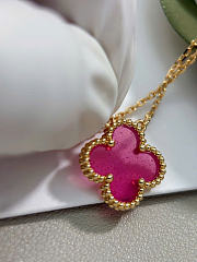 Kitlife Van Cleef Silver Vintage Alhambra Pink Pendant Necklace  - 6