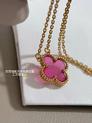 Kitlife Van Cleef Silver Vintage Alhambra Pink Pendant Necklace  - 5