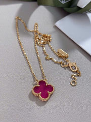 Kitlife Van Cleef Silver Vintage Alhambra Pink Pendant Necklace  - 2