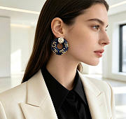 Kitlife Chanel Vintage Double-C Stud Earrings Blue - 5