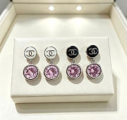 Kitlife Chanel Vintage Double-C Stud Earrings Pink in Silver / Black  - 1