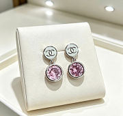 Kitlife Chanel Vintage Double-C Stud Earrings Pink in Silver / Black  - 6