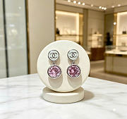 Kitlife Chanel Vintage Double-C Stud Earrings Pink in Silver / Black  - 5