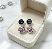 Kitlife Chanel Vintage Double-C Stud Earrings Pink in Silver / Black  - 3