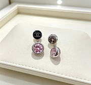 Kitlife Chanel Vintage Double-C Stud Earrings Pink in Silver / Black  - 2