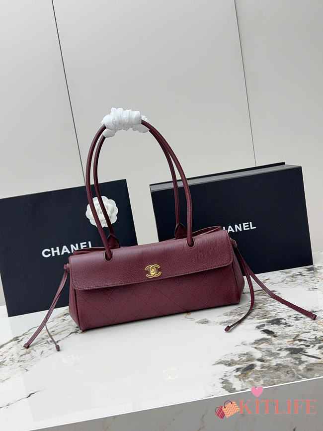 Kitlife Chanel Small Shopping Bag Burgundy Grained Calfskin AS6288 31x15x12cm  - 1