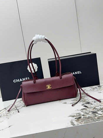 Kitlife Chanel Small Shopping Bag Burgundy Grained Calfskin AS6288 31x15x12cm 