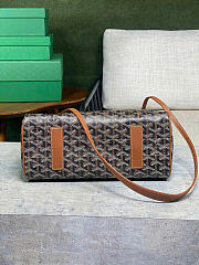 	 Kitlife Goyard Goyardine Canvas & Chevroches Calfskin Rouette PM Bag Brown and Black - 23cm x14cm x31cm - 2