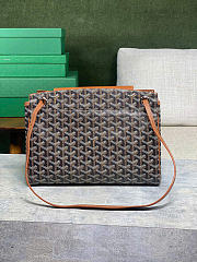 	 Kitlife Goyard Goyardine Canvas & Chevroches Calfskin Rouette PM Bag Brown and Black - 23cm x14cm x31cm - 4