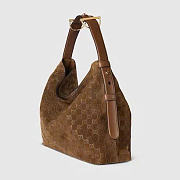 Kitlife Gucci Beatrix Large Tote Bag Dark Brown Embossed GG Suede 850546 40x36x12cm - 4