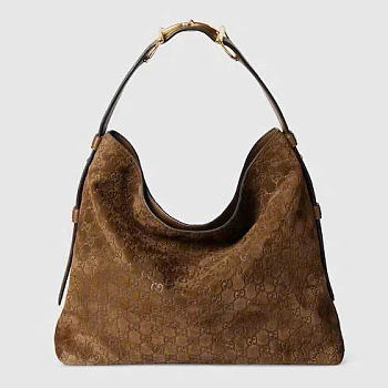 Kitlife Gucci Beatrix Large Tote Bag Dark Brown Embossed GG Suede 850546 40x36x12cm