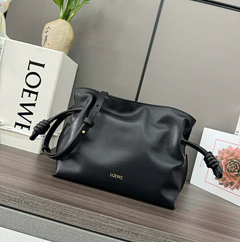 Kitlife Loewe Flamenco Clutch in Black Nappa Calfskin 262355 23x18x9cm 