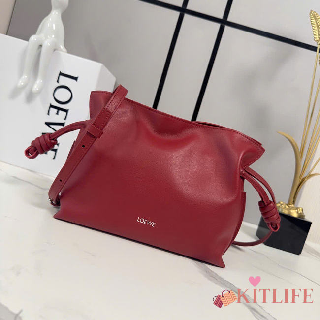 Kitlife Loewe Flamenco Clutch in Red Nappa Calfskin 262355 23x18x9cm  - 1