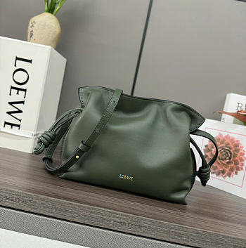 Kitlife Loewe Flamenco Clutch in Green Khaki Nappa Calfskin 262355 23x18x9cm
