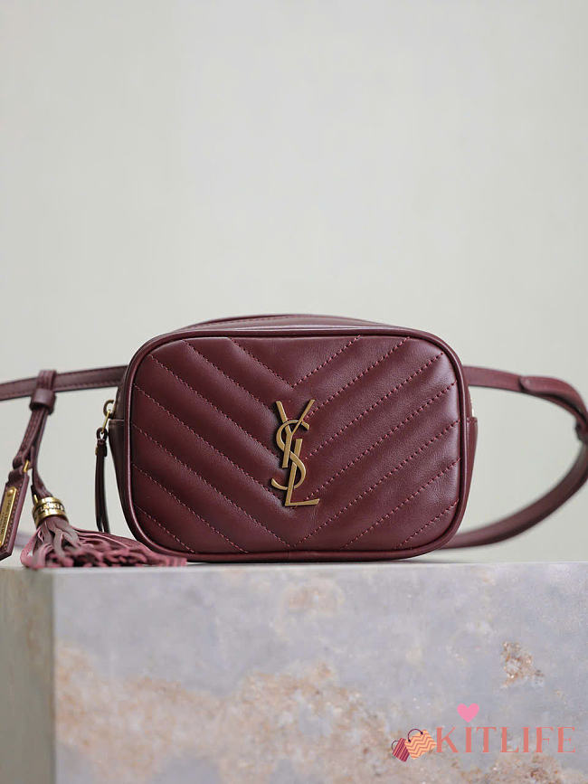 Kitlife Saint Laurent Lou Camera Bag In Burgundy Quilted Leather 534817 15.5x10.5x5.5cm - 1