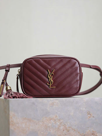 Kitlife Saint Laurent Lou Camera Bag In Burgundy Quilted Leather 534817 15.5x10.5x5.5cm