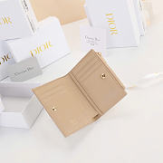 Kitlife Dior Qixi Lady Dahlia Wallet Two-Tone Beige Cannage Lambskin 12×9×2cm - 6