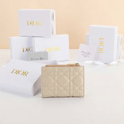 Kitlife Dior Qixi Lady Dahlia Wallet Two-Tone Beige Cannage Lambskin 12×9×2cm - 5