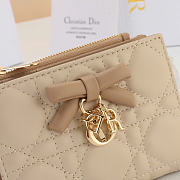 Kitlife Dior Qixi Lady Dahlia Wallet Two-Tone Beige Cannage Lambskin 12×9×2cm - 2