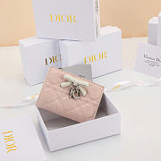 Kitlife Dior Qixi Lady Dahlia Wallet Two-Tone White & Pink Cannage Lambskin 12×9×2cm - 4