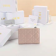 Kitlife Dior Qixi Lady Dahlia Wallet Two-Tone White & Pink Cannage Lambskin 12×9×2cm - 5