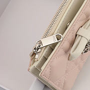 Kitlife Dior Qixi Lady Dahlia Wallet Two-Tone White & Pink Cannage Lambskin 12×9×2cm - 3