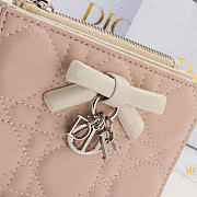 Kitlife Dior Qixi Lady Dahlia Wallet Two-Tone White & Pink Cannage Lambskin 12×9×2cm - 2