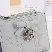 Kitlife Dior Qixi Lady Dahlia Wallet Gray Cannage Lambskin 12×9×2cm - 2