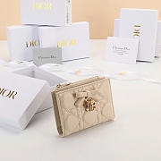 Kitlife Dior Qixi Lady Dahlia Wallet Beige Cannage Lambskin 12×9×2cm  - 6