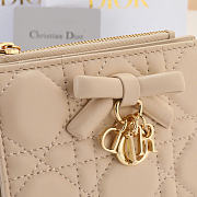 Kitlife Dior Qixi Lady Dahlia Wallet Beige Cannage Lambskin 12×9×2cm  - 4