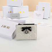 Kitlife Dior Qixi Lady Dahlia Wallet Two-Tone Black & White Cannage Lambskin 12×9×2cm - 1