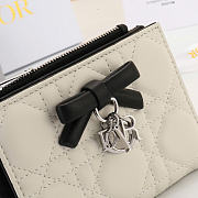 Kitlife Dior Qixi Lady Dahlia Wallet Two-Tone Black & White Cannage Lambskin 12×9×2cm - 2