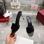 Kitlife Gucci Women's Bombshell Slide Sandal Black GG Velvet - 1