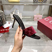 Kitlife Gucci Women's Bombshell Slide Sandal Burgundy GG Velvet - 6