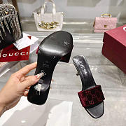 Kitlife Gucci Women's Bombshell Slide Sandal Burgundy GG Velvet - 5