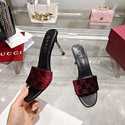 Kitlife Gucci Women's Bombshell Slide Sandal Burgundy GG Velvet - 4