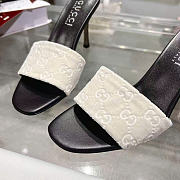 Kitlife Gucci Women's Bombshell Slide Sandal White GG Velvet - 4