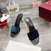 Kitlife Gucci Women's Bombshell Slide Sandal Dark Green GG Velvet - 1