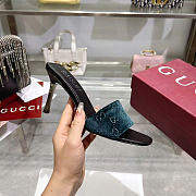 Kitlife Gucci Women's Bombshell Slide Sandal Dark Green GG Velvet - 5
