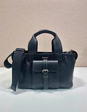 Kitlife Prada Route Medium Black Leather Tote Bag 1BG660 28x21x13cm - 1