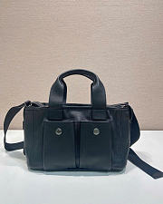 Kitlife Prada Route Medium Black Leather Tote Bag 1BG660 28x21x13cm - 5