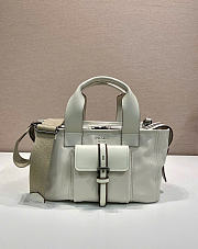 Kitlife Prada Route Medium White Leather Tote Bag 1BG660 28x21x13cm  - 1