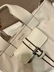 Kitlife Prada Route Medium White Leather Tote Bag 1BG660 28x21x13cm  - 2