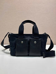Kitlife Prada Route Medium Black Canvas & Leather Tote Bag 1BG660 28x21x13cm - 4