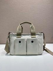 Kitlife Prada Route Medium White Canvas & Leather Tote Bag 1BG660 28x21x13cm - 4