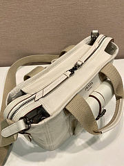 Kitlife Prada Route Medium White Canvas & Leather Tote Bag 1BG660 28x21x13cm - 2