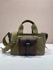 Kitlife Prada Route Medium Green Canvas & Leather Tote Bag 1BG660 28x21x13cm - 1